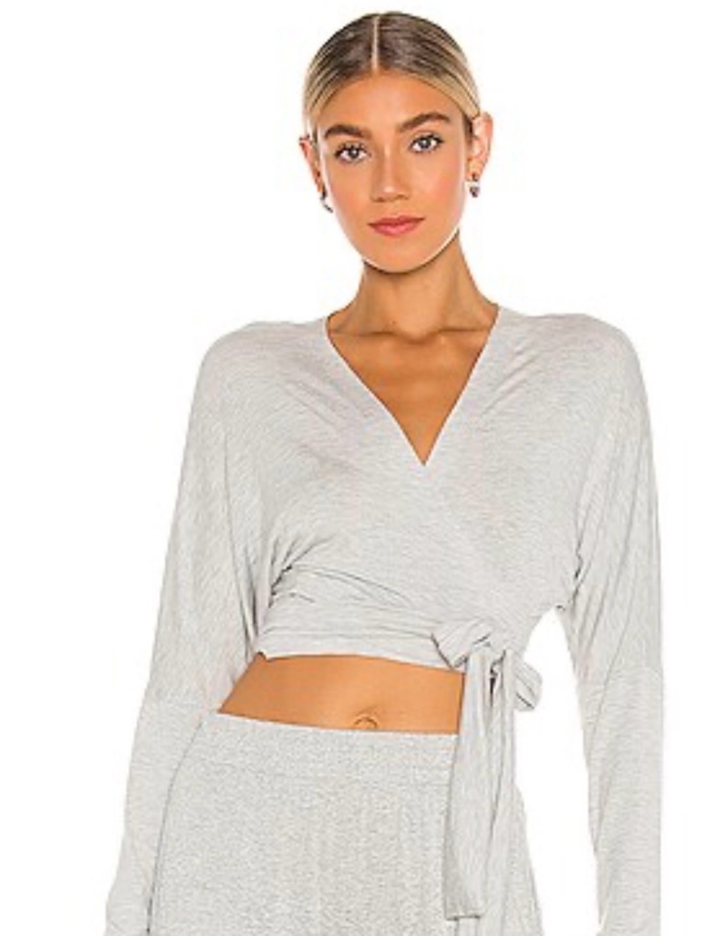 Norma Kamali Light Gray Draped dolman wrap top